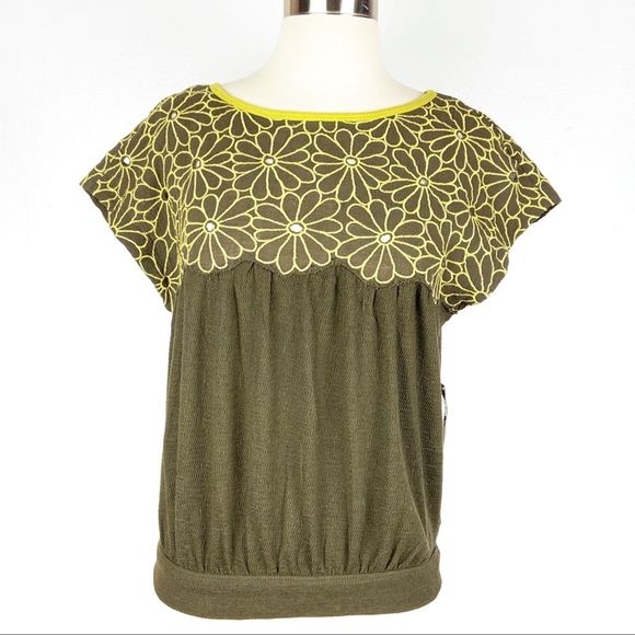 New FREE PEOPLE Georgia Bubble Hem top XS floral - Picture 1 of 8